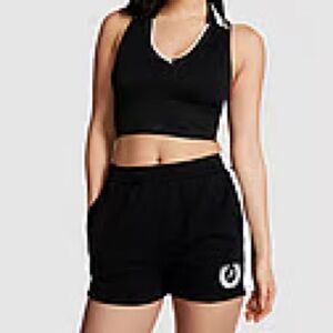 Pink Victoria Secret black shorts Size Medium No Flaws Worn one elastic waist!